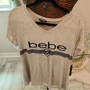 Bebe Heather Gray Logo Tee